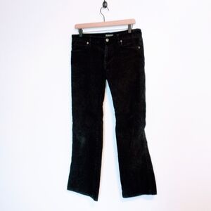 Polo jeans company black ribbed corduroy low rise pants with flared leg, size 6.